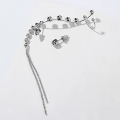 Набор серьги и каффа длинная ветвь, цвет белый в серебре