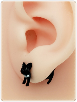 Серьга гвоздик "Котик с бусами" (1 шт.). Бижутерия.