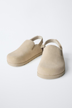 ZARA КОЖАНЫЕ САБО, ЭКРЮ