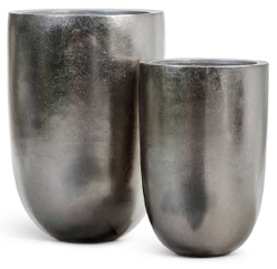 Кашпо TREEZ Effectory - Metal - Высокая конус-чаша - Стальное серебро