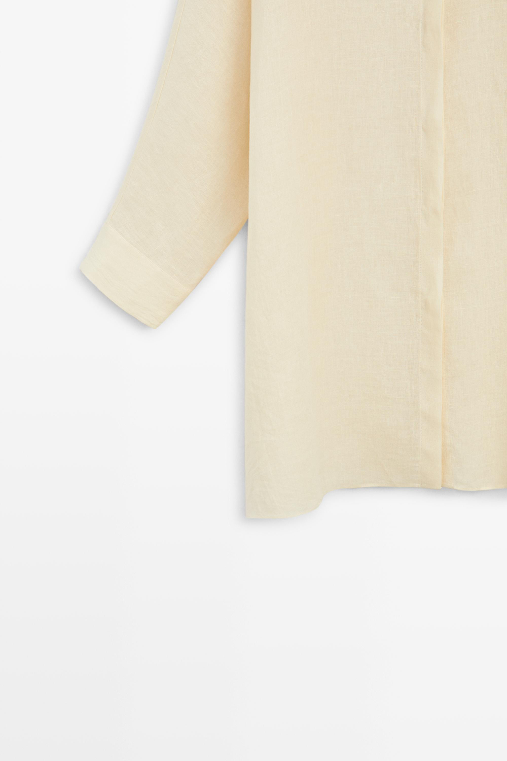 Massimo Dutti Короткое льняное платье-рубашка, светло-желтый