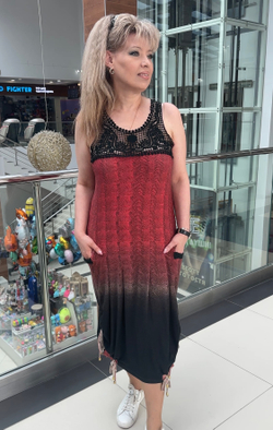 Трикотажный сарафан-платье на вязках