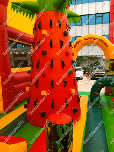 Коммерческий надувной батут «Страна Сафария» с крышей и двумя горками 12*6*6 м