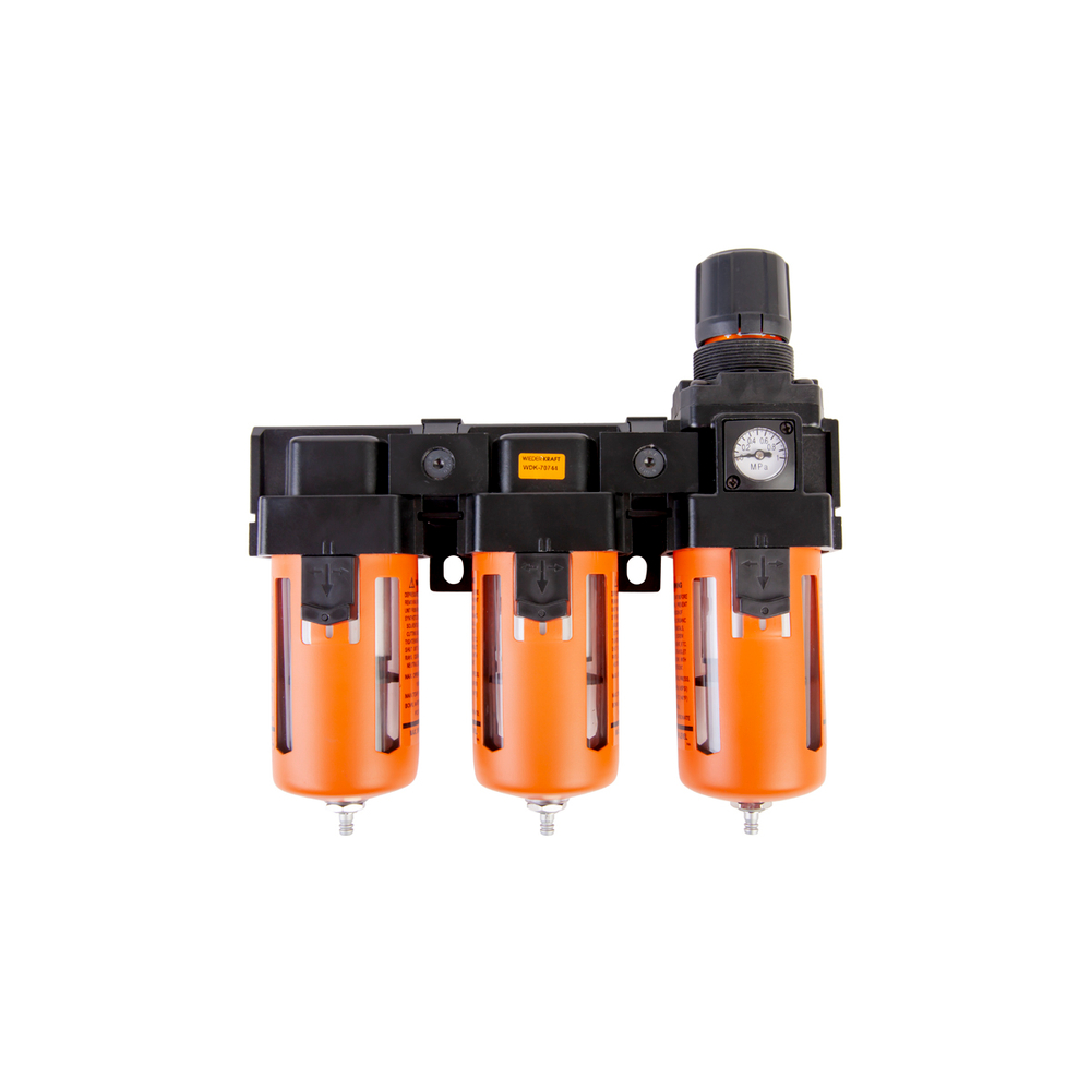 WDK-70744 Блок подготовки воздуха 1/2" трехступенчатый с влагомаслоотделителем, регулятором и маноме