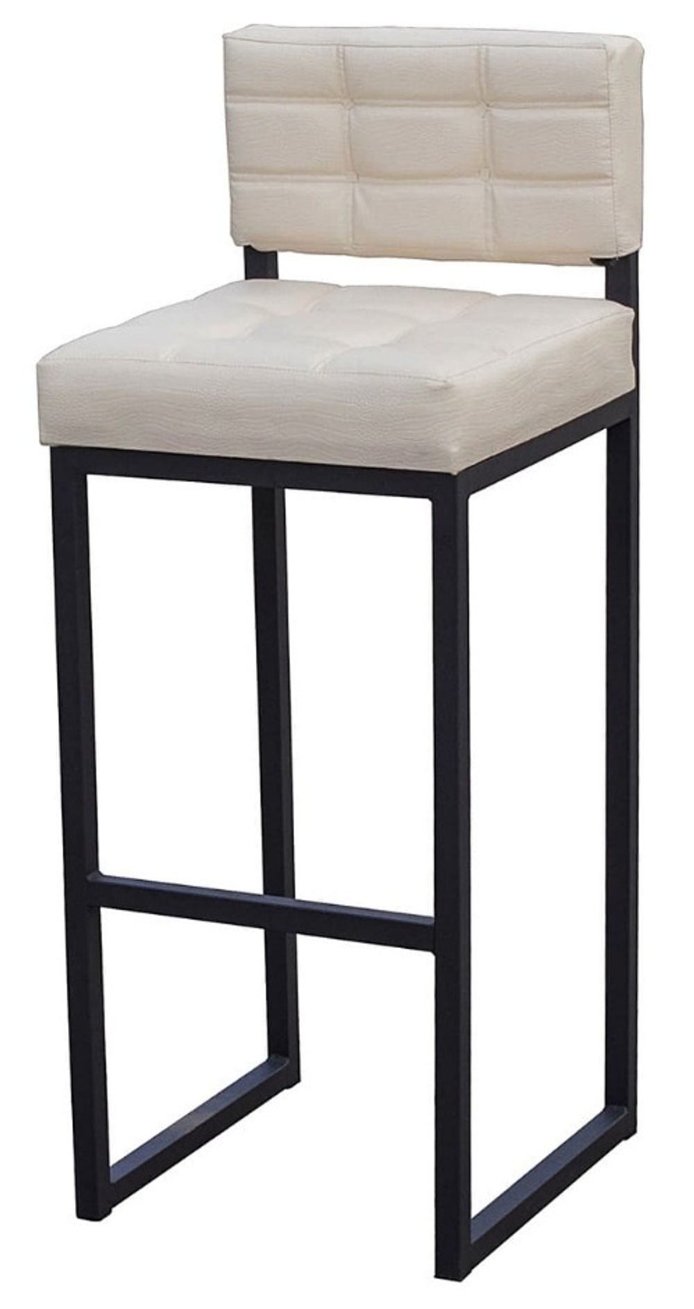 Барный стул "ПИЛИГРИМ" (Белый (3002 экотекс)/Черный матовый )  , Столбург