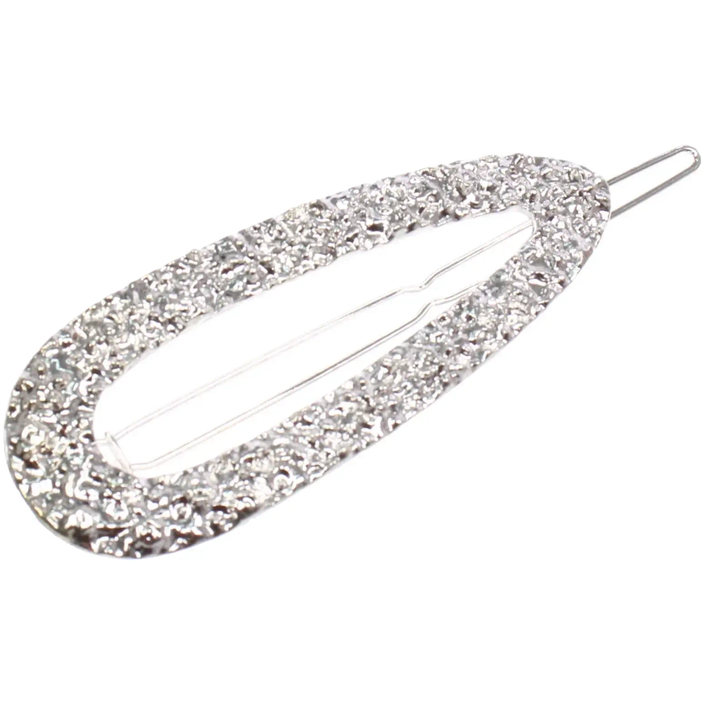 Зажим для волос на блистере «АТЛАНТА», овал, цвет серебро, 6.5*2.5см (пакет с подвесом)