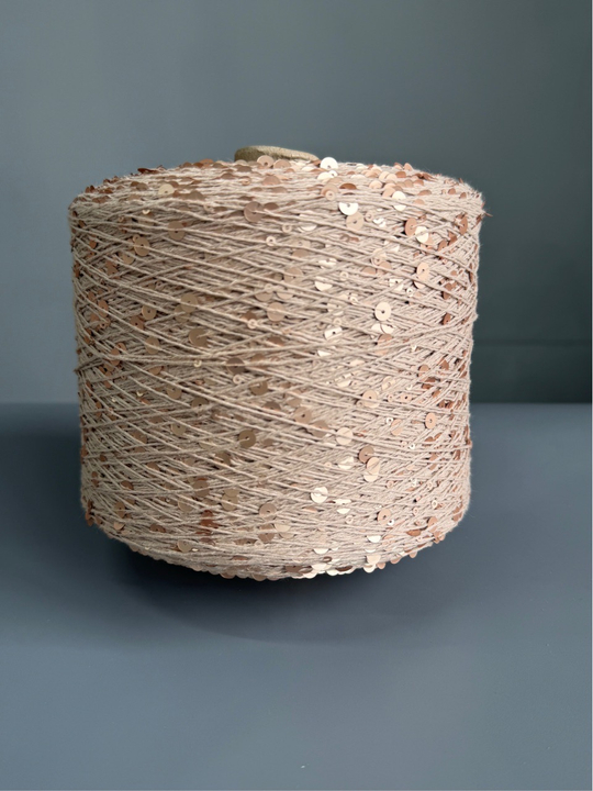 Пряжа Glam Shine пайетки 6+3 мм (052/холодный беж, матовые пайетки), 250м/100гр