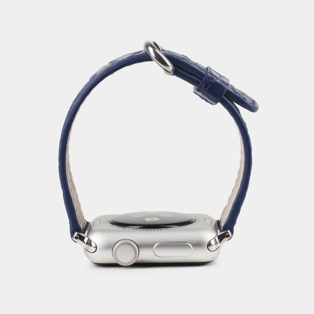 Ремешок для Apple Watch 40/41/42 mm из кожи аллигатора, синего цвета