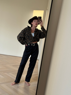 Брюки черничные прямые узкие