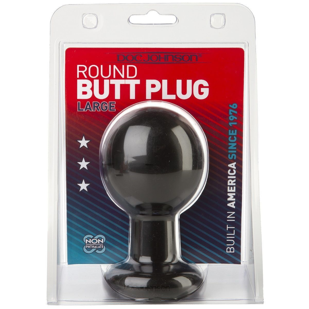 Круглая черная анальная пробка Classic Round Butt Plugs Large - 12,1 см. (Цвет: черный)