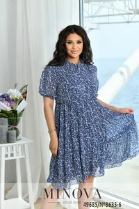 Платье 8635-6-синий -джинс Minova