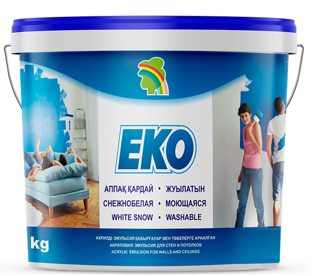 КРАСКА EKO ДЛЯ СТЕН И ПОТОЛКОВ МОЮЩАЯСЯ АКРИЛОВАЯ 7КГ