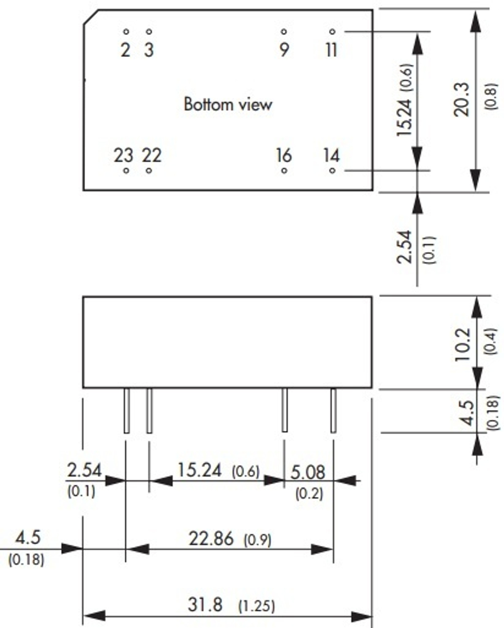 Преобразователь DC-DC модульный TRACO POWER TEN 3-0522