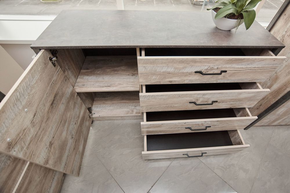 Коллекция Клео Комод комбинированный Дуб Юкон/Ателье темное (Набор)