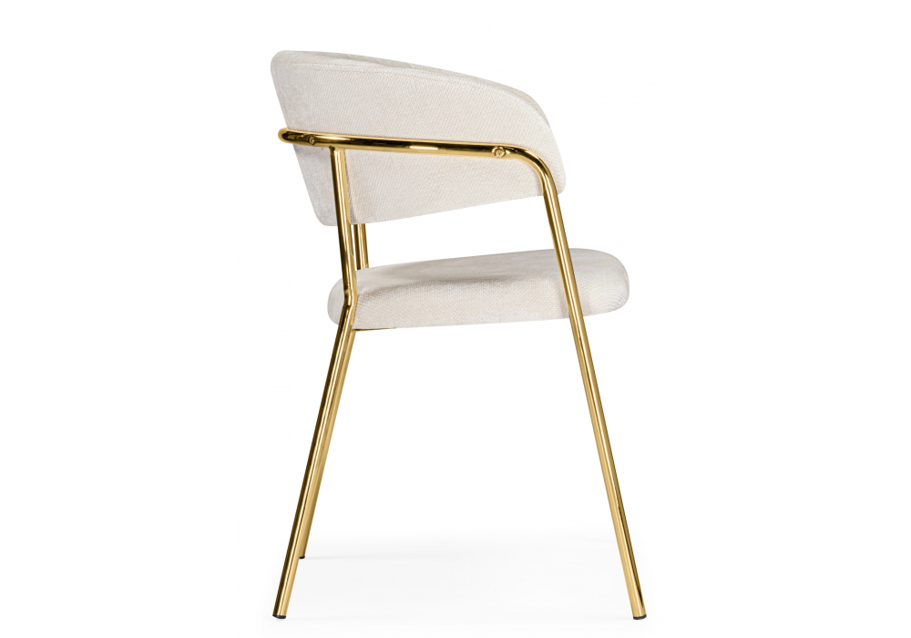 Стул на металлокаркасе Woodville Kamelia белый, ткань золотые ножки