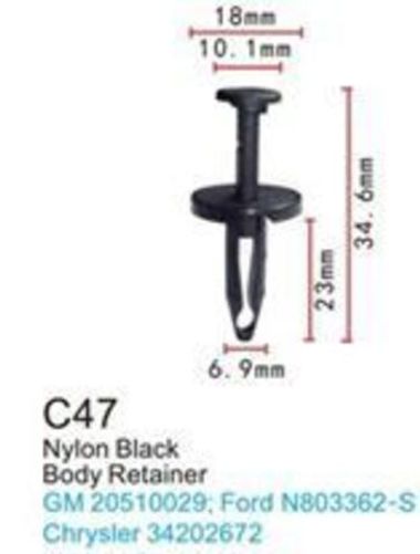 Клипса для крепления внутренней обшивки а/м Крайслер пластиковая (100шт/уп.) Forsage клипса C0047(Chrysler)