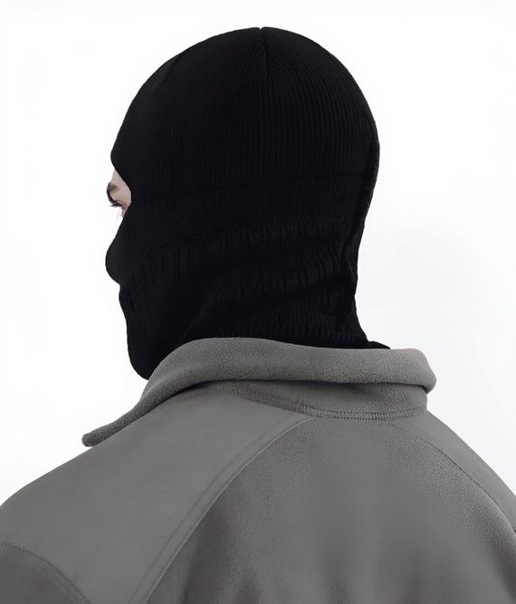 Тактическая вязаная балаклава шапка зимняя Черный