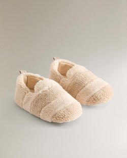 ZARA HOME ДЕТСКИЕ ТАПОЧКИ ИЗ ИСКУССТВЕННОЙ ОВЧИНЫ, НАТУРАЛЬНЫЙ