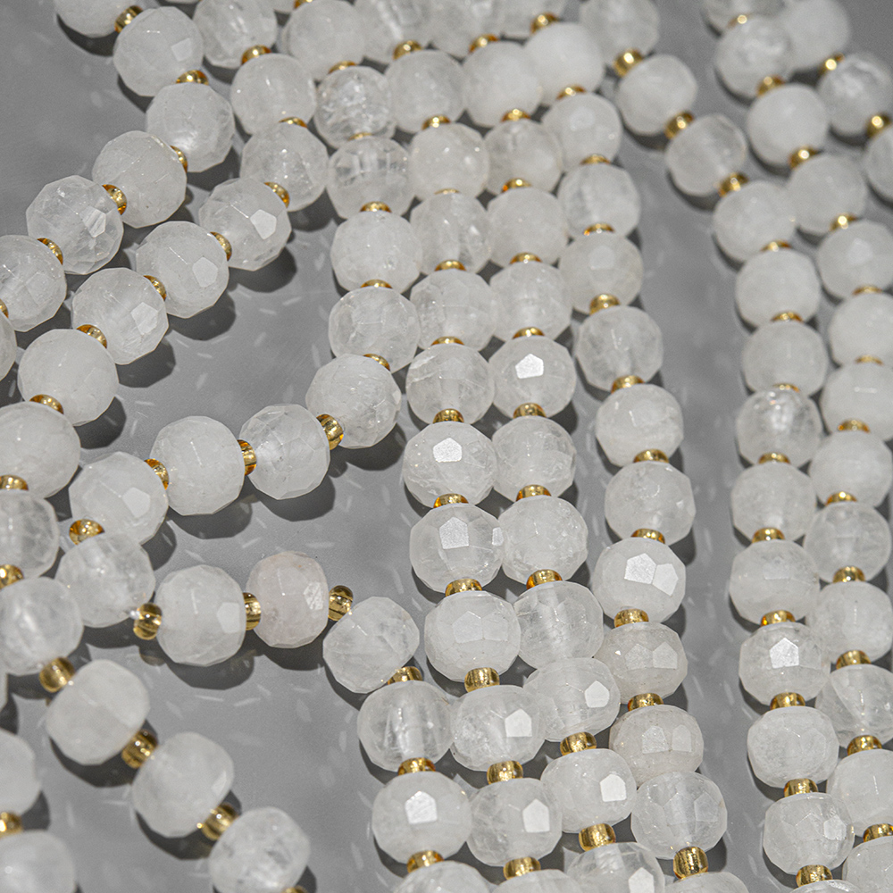 Лунный камень (полевой шпат) натуральный, рондели, микроогранка 8*6,5мм