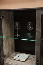 Коллекция Клео Шкаф Витрина малая 2хст. Дуб Юкон/Ателье темное (Набор)