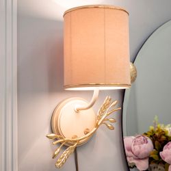 Бра настенный светильник Oliva Branch (Олива Бранч) правое Айвори Мраморное золото с абажуром Айвори