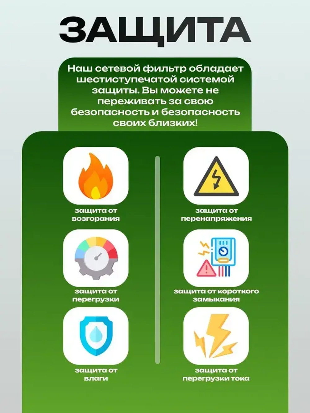 Сетевой фильтр , удлинитель сетевой 5м , с предохранителем , 5 метров , 6 розеток , 4 USB , 1 Type-C
