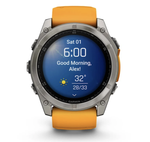 Смарт-часы Garmin Fenix 8 - 51 мм, AMOLED, Sapphire, серый корпус, оранжевый силиконовый ремешок