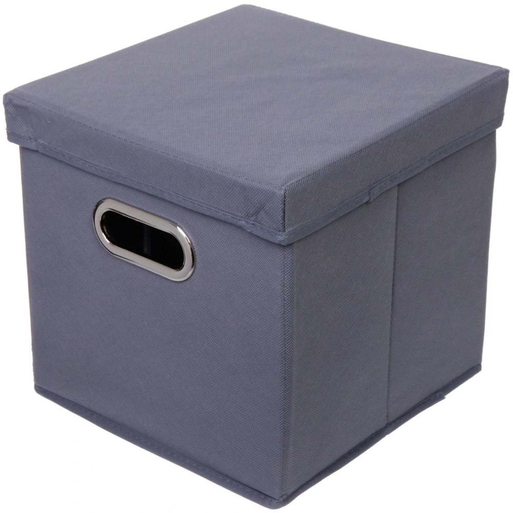 Короб - органайзер складной стеллажный для хранения вещей с крышкой «ДОМания», цвет серый, 28*28*28см (лейбл)