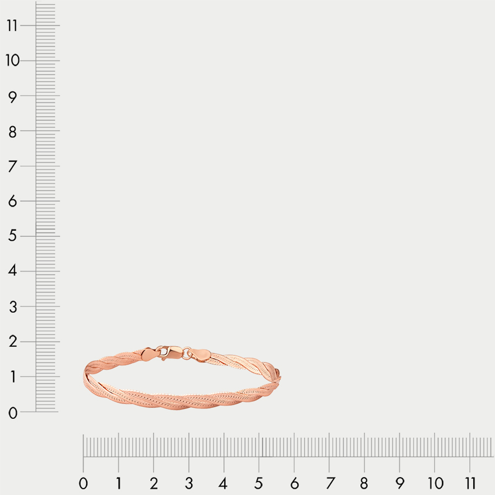 Браслет цепной из розового золота 585 пробы с плетением "Трипла Батута Косичка" (арт.НБ 12-031 0.35)