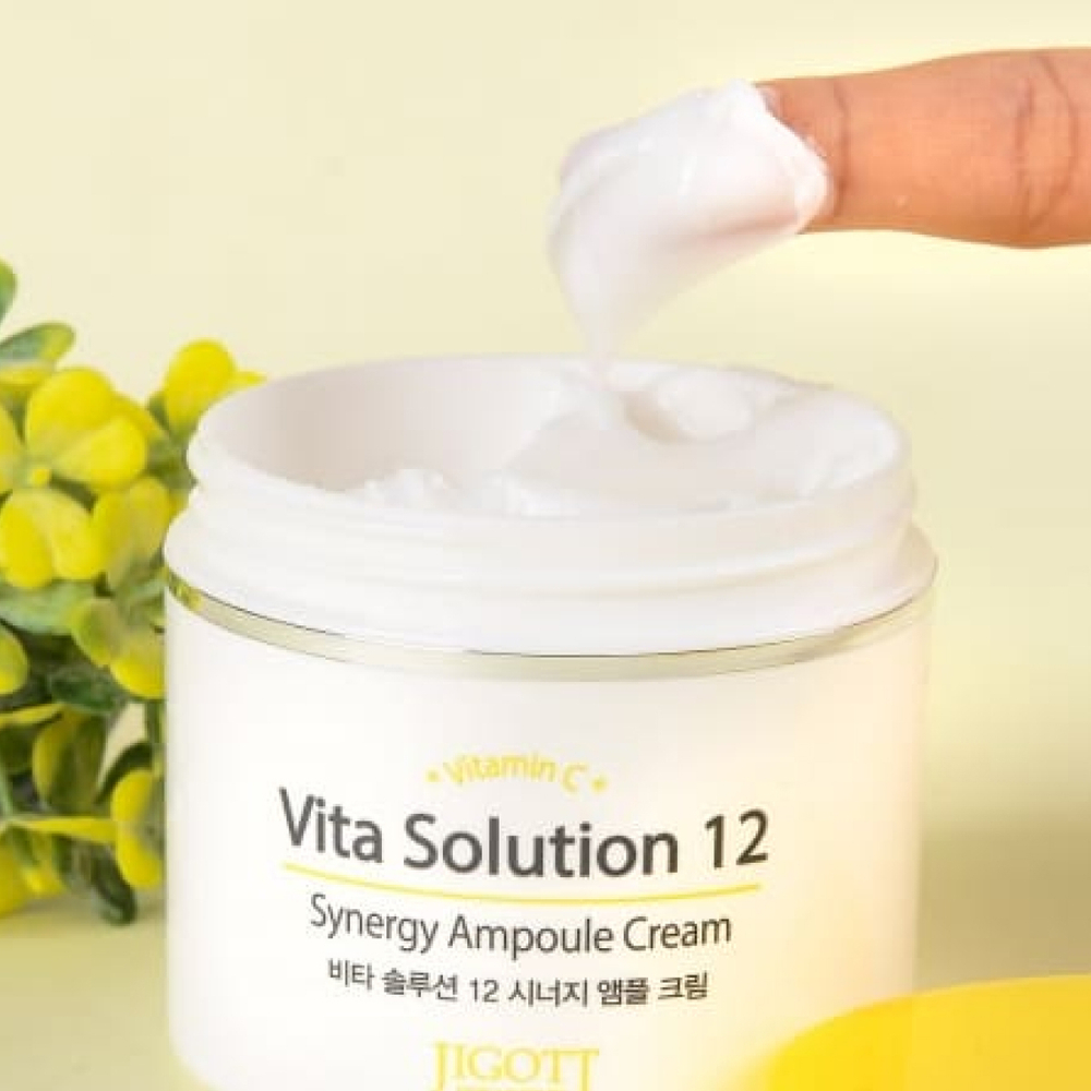 Jigott Ампульный крем для отбеливания и разглаживания морщин / Vita Solution 12 Synergy Ampoule Cream, 100 мл