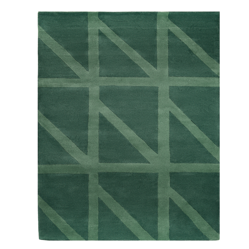 Ковер шерстяной ручной работы geometric dance зеленого цвета, 200х280 см
