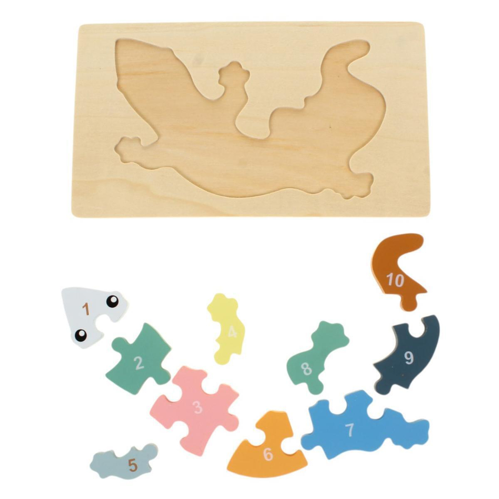 Развивающая игрушка деревянная Пазл-вкладыш по номерам Ящерица, C-41805