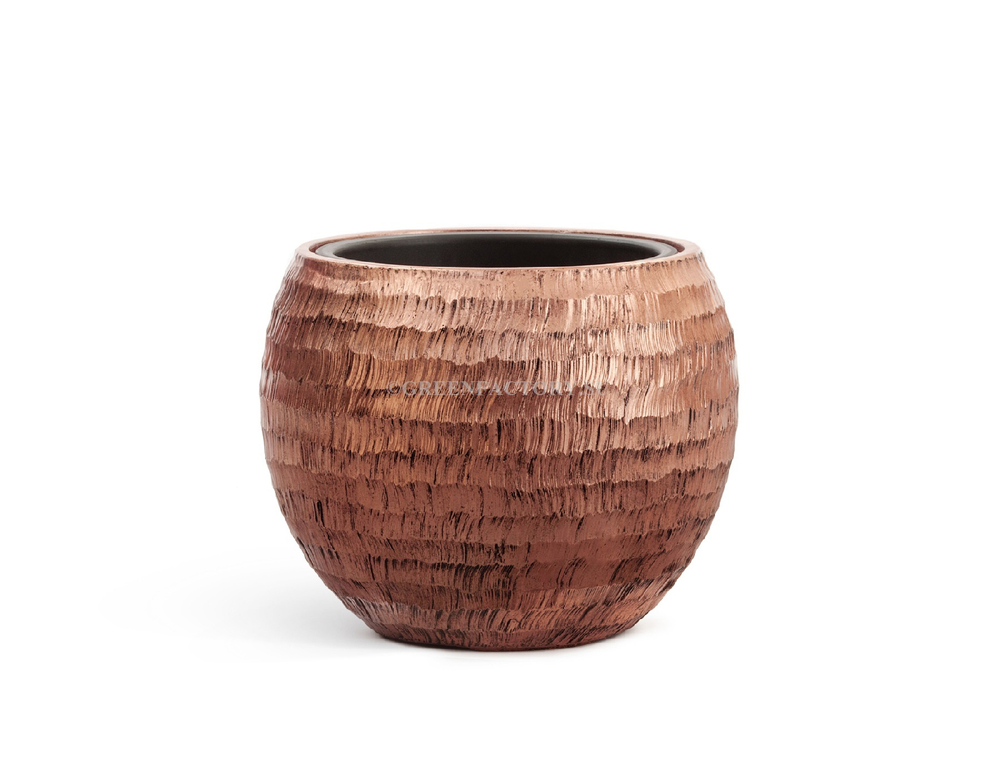 Кашпо TREEZ Effectory - Metal - Полусфера - Розовая медь Чеканка