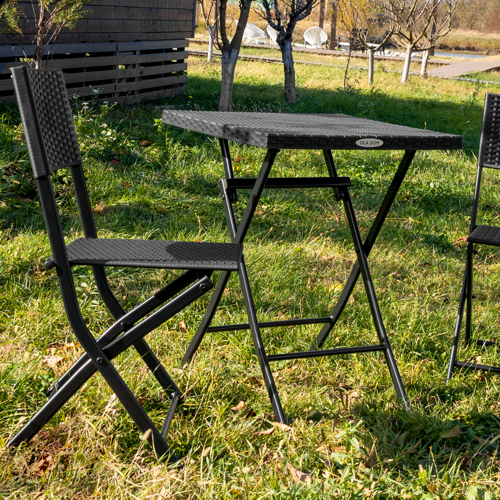 Набор мебели Элластик-Пласт Ola Dom складной (2стула+стол) (антрацит)