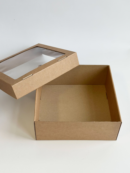 Коробка с окном 25 х 25 х 10 см, бурая