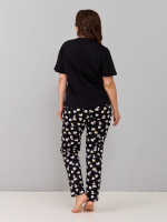 Пижама с брюками КБк-193П/черный-ромашки