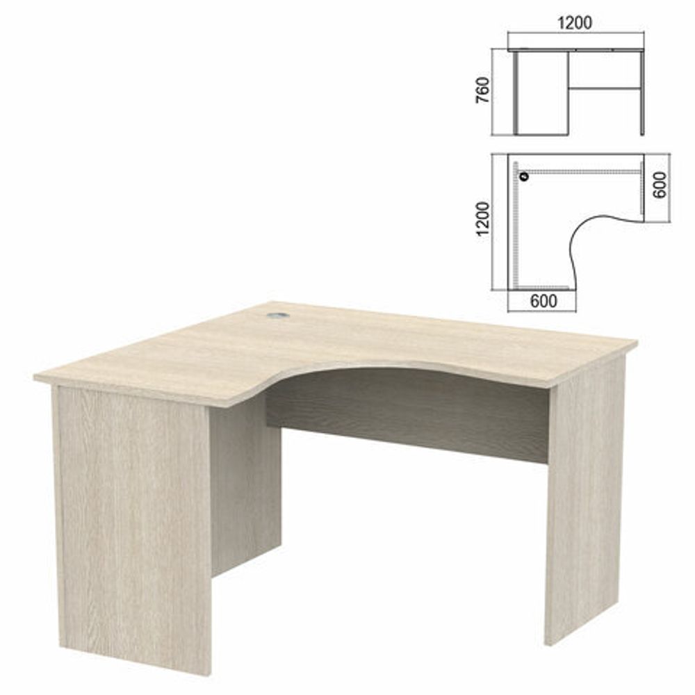 Стол компактный &quot;Арго&quot;, 1200х1200х760, левый, ясень шимо (КОМПЛЕКТ)