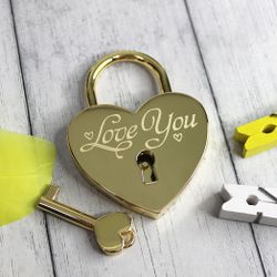 Свадебный замочек Love you с гравировкой имён и даты на заказ