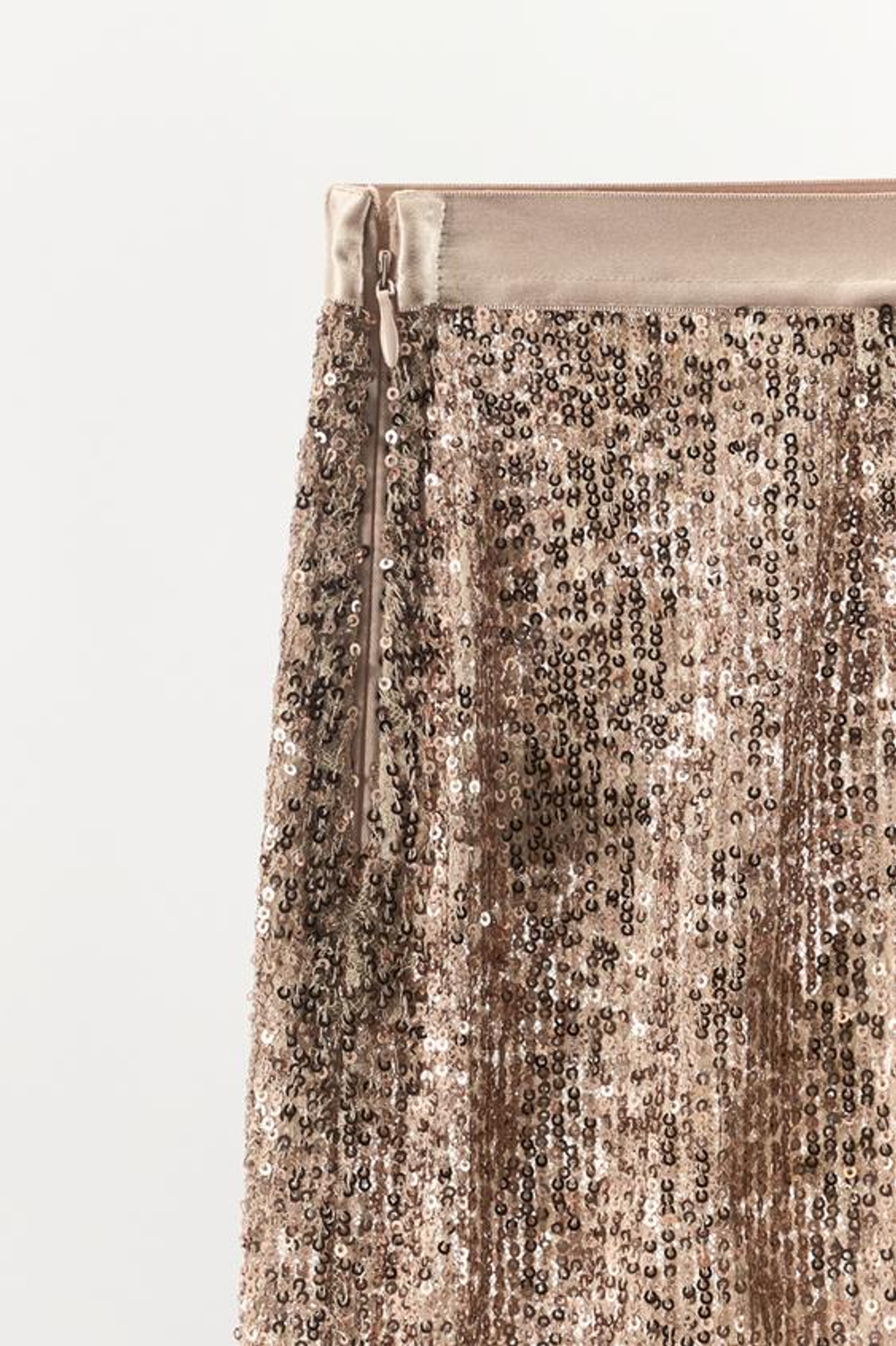 ZARA ЮБКА С ПАЙЕТКАМИ И КРУЖЕВОМ, МЕДНЫЙ