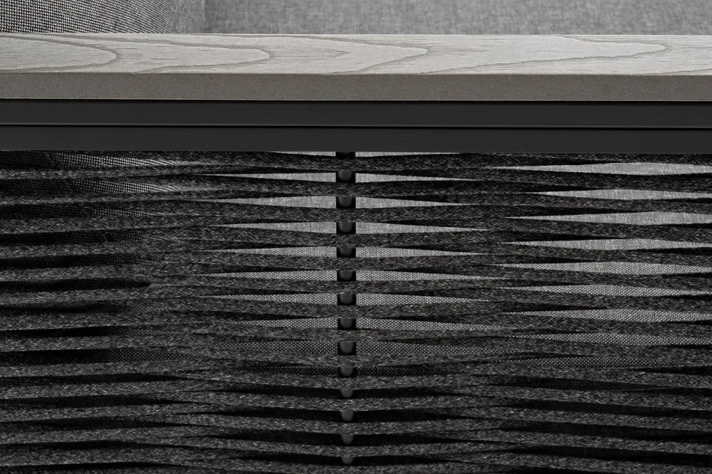 "Сан Ремо" диван 2-местный плетеный из роупа, каркас алюминий темно-серый, роуп серый, ткань серая