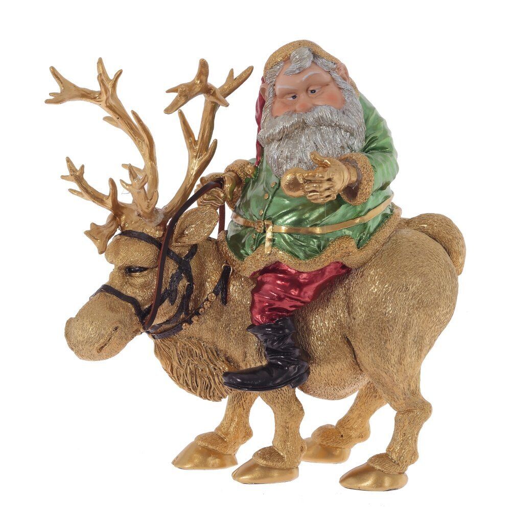 GAEM Фигурка декоративная "Дед Мороз на олене", L22 W15 H24 см