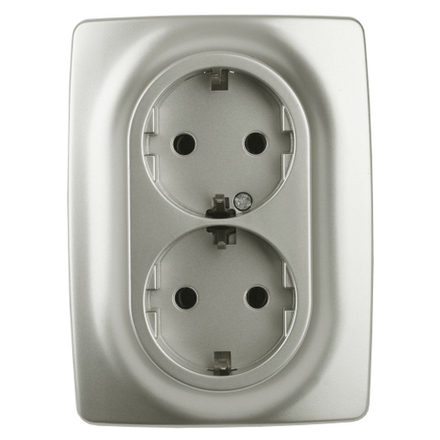 Розетка ЭРА Серия 12 12-2108-15 2X2P+E Schuko со шторками 16A-250В IP20 перламутр