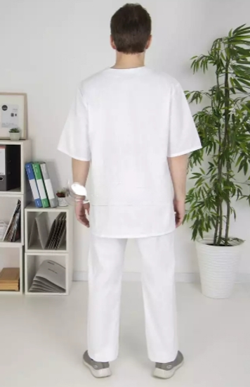 Костюм мужской хирурга "Модель3" универсальный (тиси/белый)