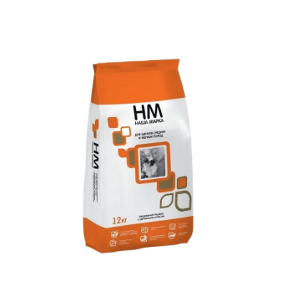 Сухой корм для собак и щенков Наша Марка для средних и мелких пород, с цыпленком и рисом, 12 кг