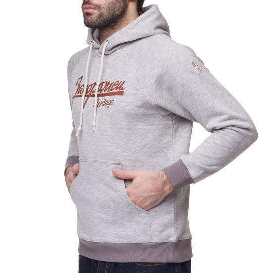 Толстовка ЗАПОРОЖЕЦ Лого с капюшоном Серо-Бежевый Меланж