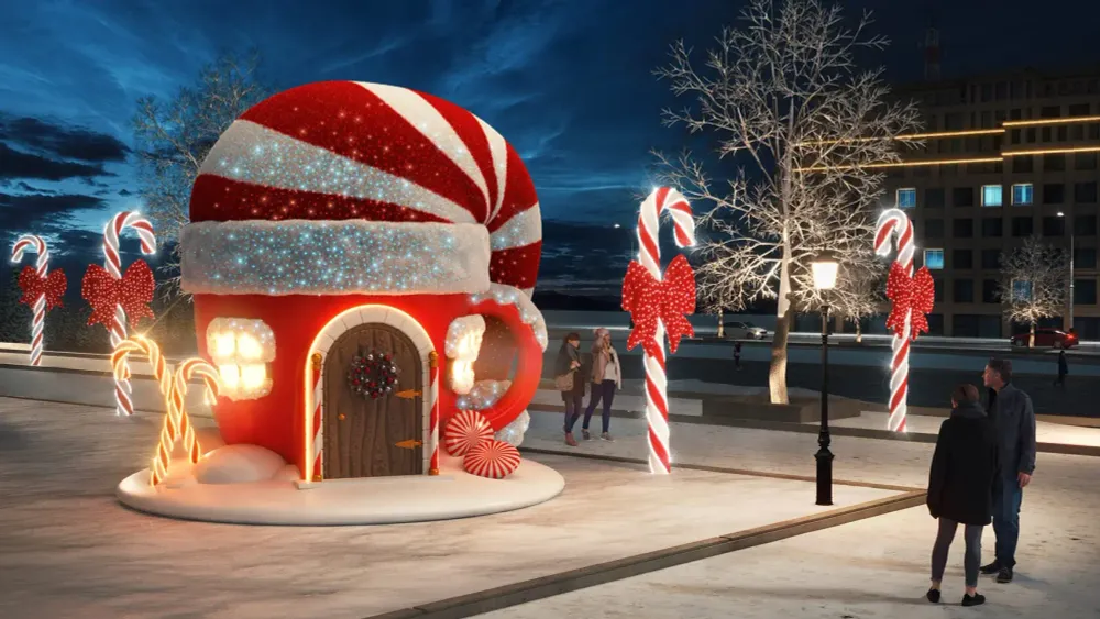 светодиодная конструкция "новогодний домик-кружка"