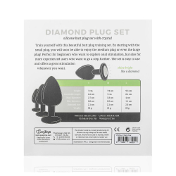 Набор из 3 черных анальных пробок со стразами Diamond Plug Set