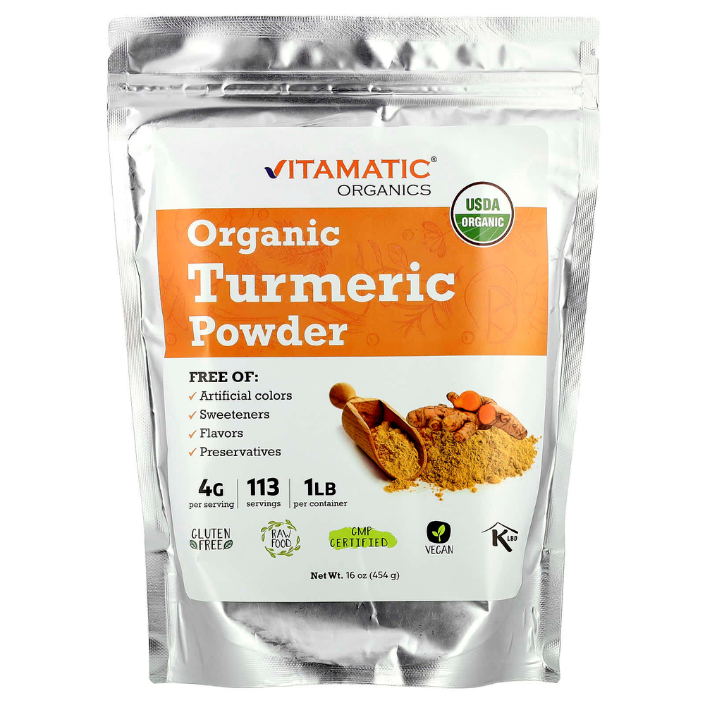 Vitamatic, Органическая куркума в порошке, 454 г (16 унций)