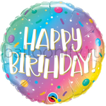 Фольгированная фигура, круг, HB Омбре Конфетти радужное,18" / 45СМ