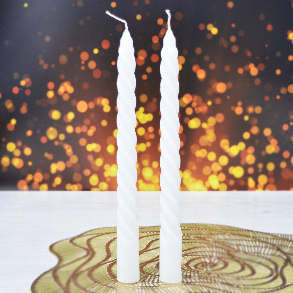 Свечи столовые витые 2шт белые
